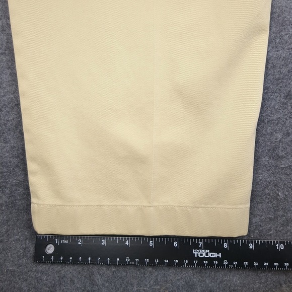 LL Bean Classic Fit Pleated Chinos Mens 42x32 Khaki Tan Cotton Pants - Picture 10 of 14